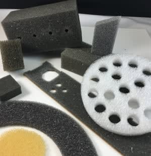 Many shapes and sizes of foam parts from Accurate Felt & Gasket
