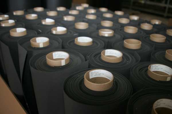 Many gray sponge foam rolls from Accurate Felt & Gasket